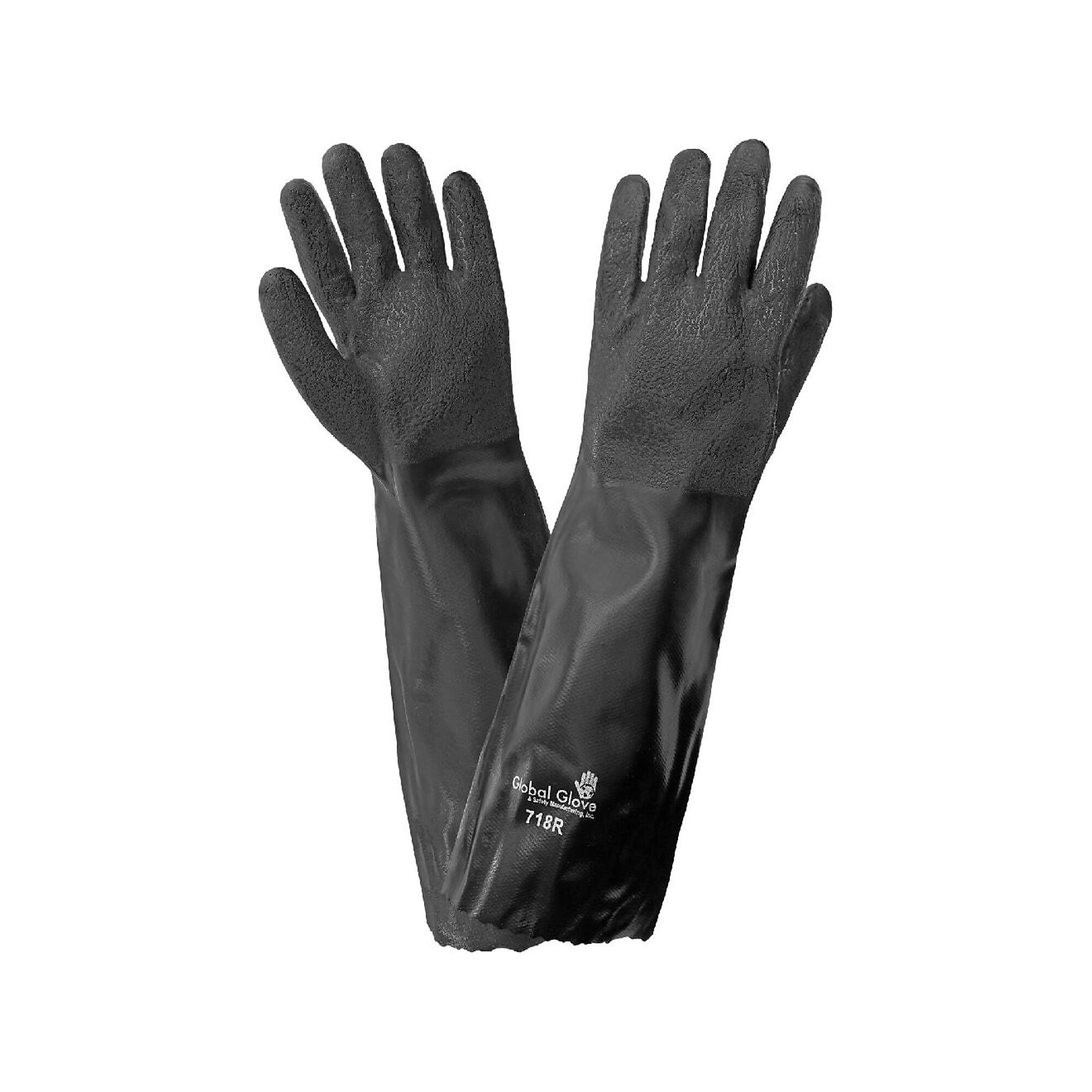 Global Glove 18-Inch Double-Coated PVC Chemical Gloves - 12 Pairs